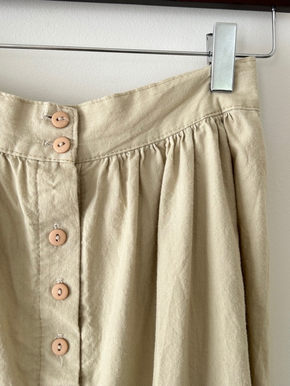 Vintage Byer California 100% Cotton Eyelet Lace Trim Button Midi Skirt - Picture 4 of 16